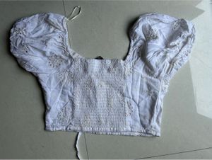White Broderie Anglaise Crop Top