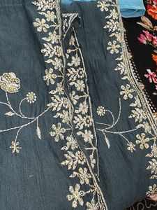 Embroidered Grey and Blue Dupattas …..🧣 COMBO OF