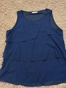 Navy Blue Layered Sleeveless Top