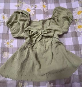 Cute Green Puff Sleeve Dress