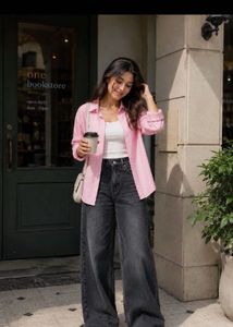 Stylish Grey Wide-Leg Jeans