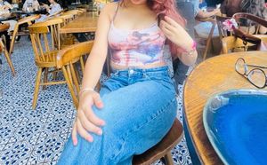 Abstract Print Spaghetti Strap Crop Top