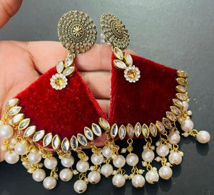 Fabric Fancy Long Have Earrings