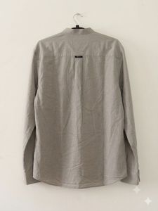 Men's Grey Band Collar Shirt