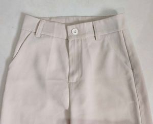 Beige Tailored Formal Trousers