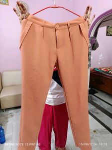 Peach Pleated Trousers