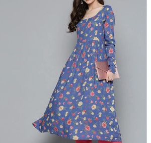 Blue Floral Print Kurta