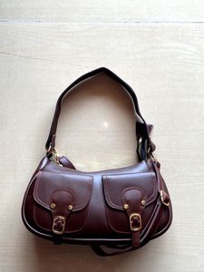 Chic Brown Faux Leather Shoulder Bag