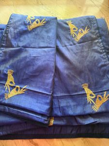 Royal Blue Embroidered Silk Saree