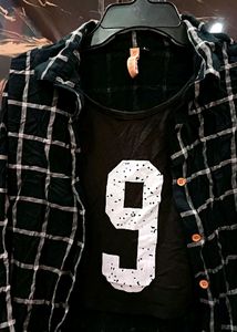 Beautiful Top Attach Check Shirt Combo B&amp;W