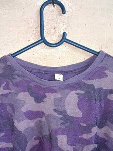 Purple Camouflage Sheer Top Layered
