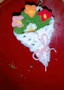 Crocheted Flower Bouquet Keychain