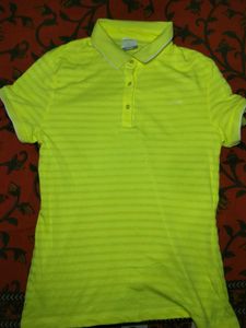 Neon Yellow Striped Polo Shirt