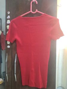 SALE🧿Red V-Neck Ribbed Knit Top