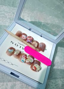 Cute Press-On Nails with Charms