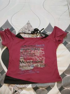 Off-Shoulder Graphic Print Top
