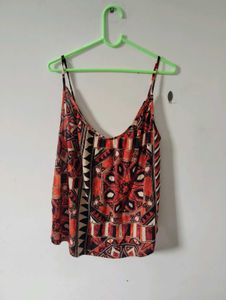 Boho Red Geometric Print Cami Tank