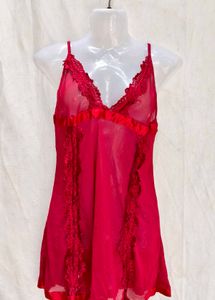 Sheer Lace Trim Nightgown