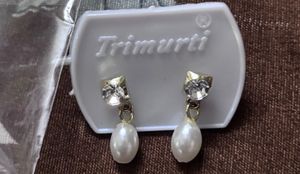 Trimurti Pearl &amp; Crystal Earrings