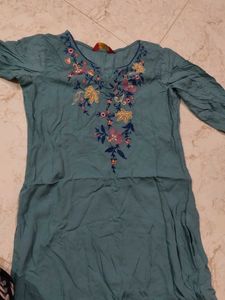 Embroidered Teal Kurta