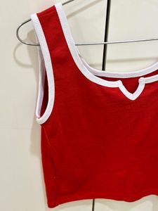 Red Ribbed Tank Top