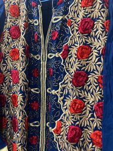 Embroidered Blue Kurti with cotton astar
