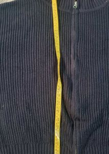 OLD MONEY Navy Knit Zip Cardigan