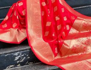 Elegant Red Banarasi Silk Saree🥰😍🤩❤️