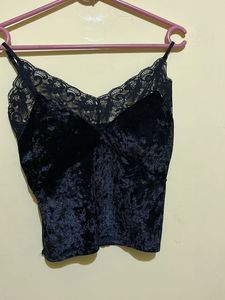 Velvet Lace Trim Cami Top