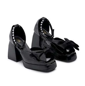 Black Bow Mary Jane Platform Heels