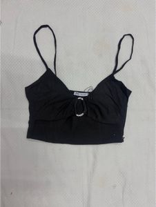 Zara Black Crop Top with Ring Detail