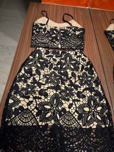 Black Co-ord set lace cutout 28" Petite