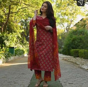 Women viscose rayon kurta Pant Dupatta Set