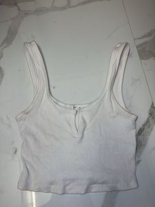 Ribbed White Crop Tank Top