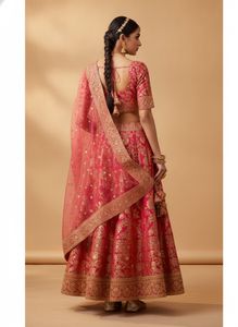 Stunning Pink & Gold Brocade Lehenga Choli