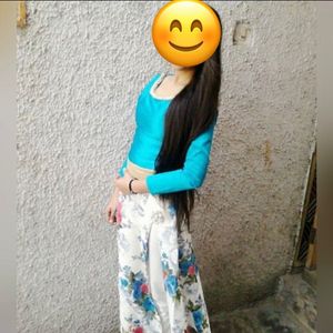 Beautiful Sky Blue Floral Print Kurta