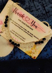 Elegant Black &amp; Crystal Anklet