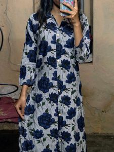 Blue Floral Print Kurta with plazzo
