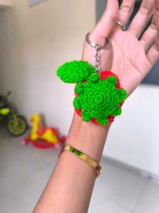 Handmade Crochet Rose Keychain