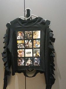 Unique Cut-Out Graphic Print Sweatshirt