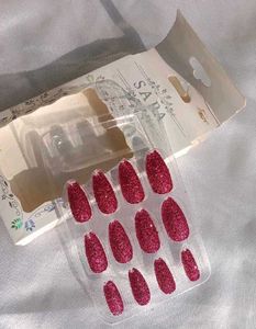 Sparkling Pink Almond Press-On Nails