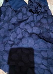 One Piece Dress Navy Blue Polka Dot Net |