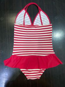 Red &amp; White Striped Bikini for kids