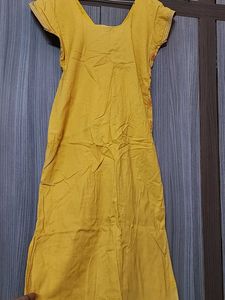 Yellow Embroidered Kurti With Dupatta