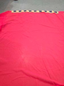 Unused Red Embroidered Saree With Attached Blouse