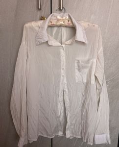 White Sheer Lace-Up Back Top