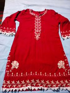 Elegant Red Embroidered Kurta