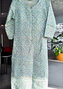 sea gtreen full embroidery work with Print Kurta