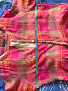 Pink Checked Fit And Flare Dress