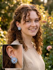Icy frozen Dainty Flower Stud Earrings